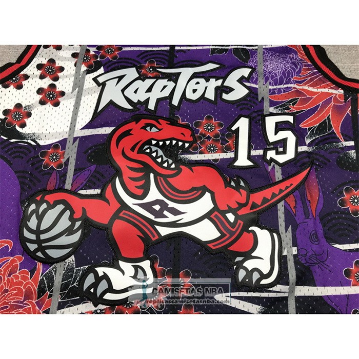 Camiseta Toronto Raptors Vince Carter NO 15 Mitchell & Ness Lunar New Year Violeta